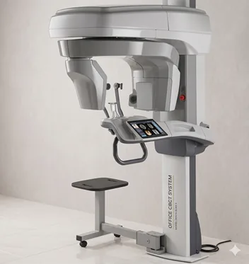 A 3D cone beam scan on screen during implant planning