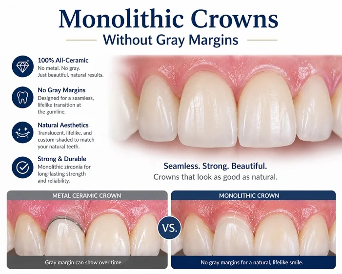 Cosmetic monolithic dental crown graphic